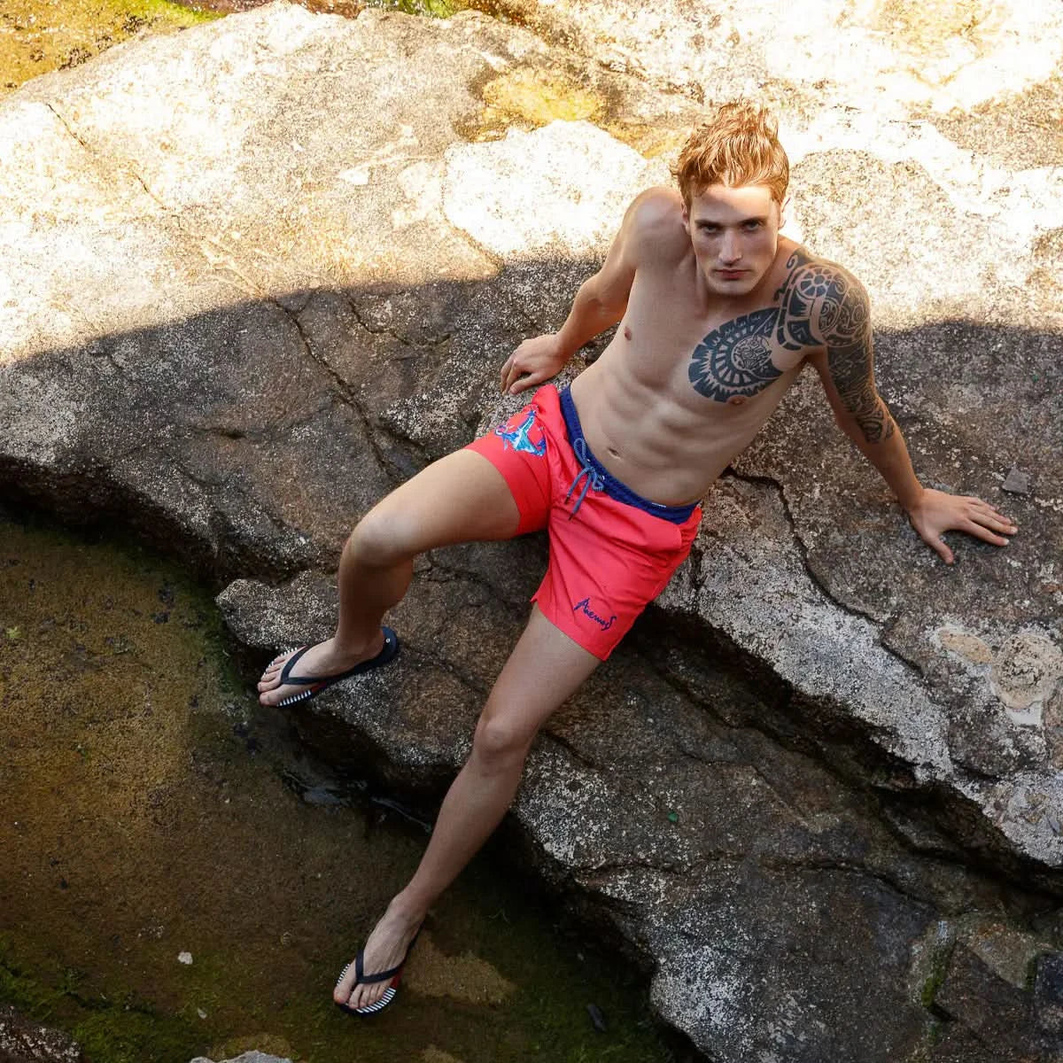All4YouNow Men's Premium Swim Trunk – Anchor Print by Anemoss