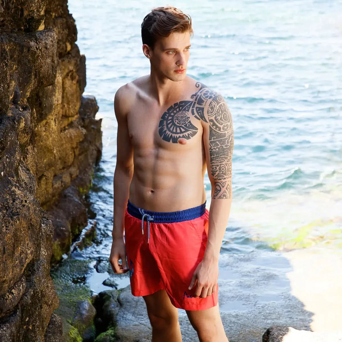 All4YouNow Men's Premium Swim Trunk – Anchor Print by Anemoss