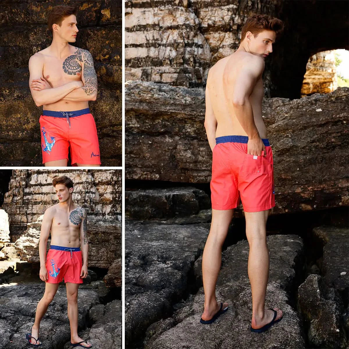 All4YouNow Men's Premium Swim Trunk – Anchor Print by Anemoss