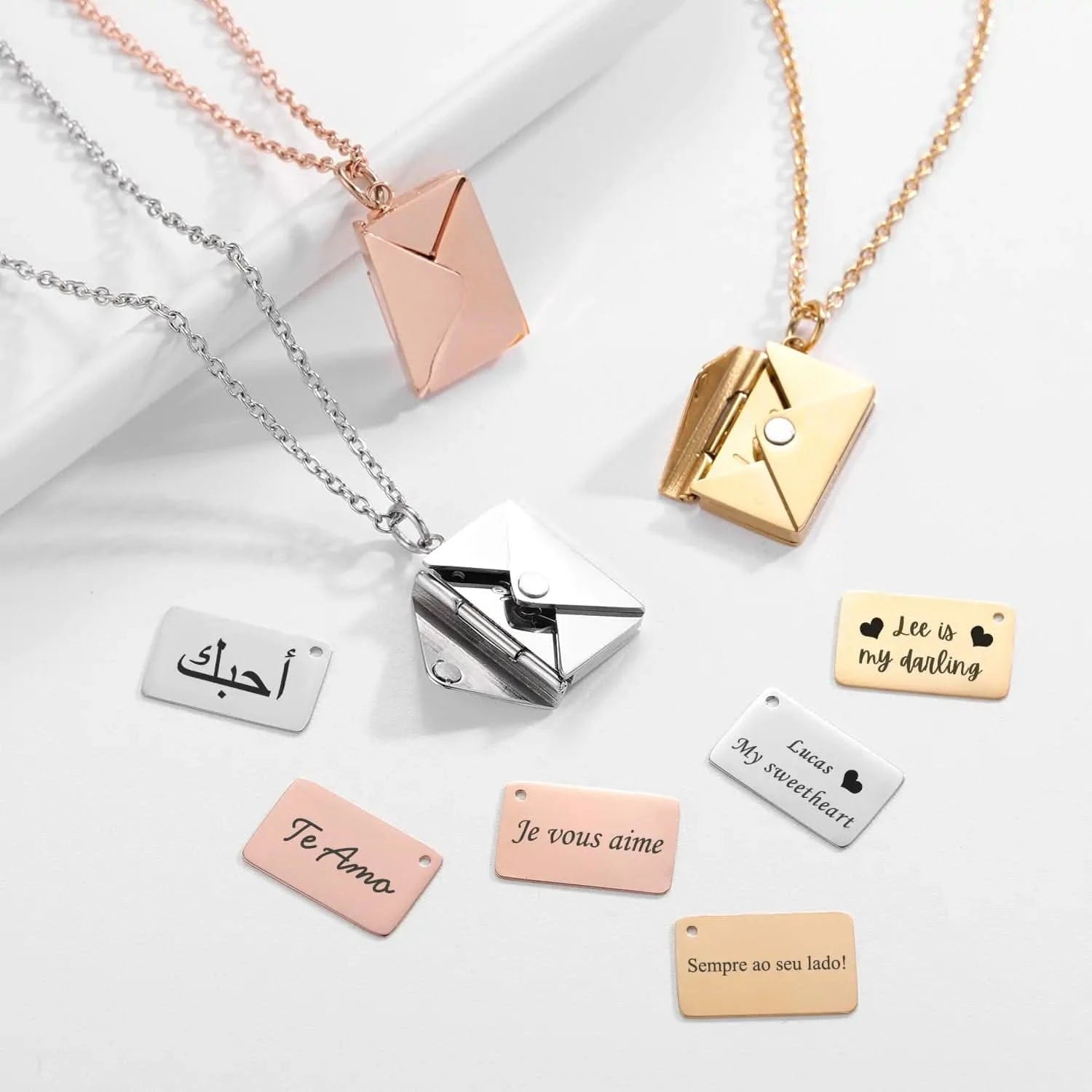 Collier enveloppe lettre d'amour