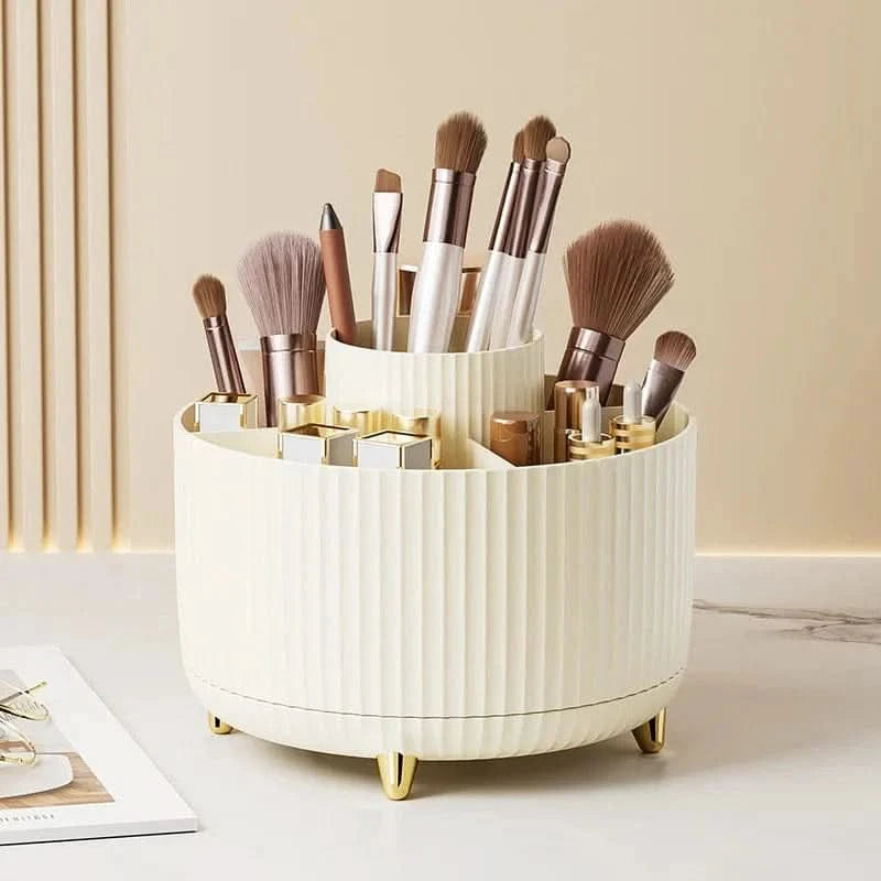Organiseur de pinceaux de maquillage rotatif pour bureau