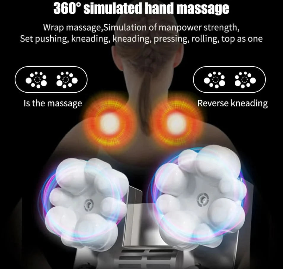 Masseur Shiatsu pour le dos, le cou et les épaules avec coussin chauffant et pétrissage 3D pour tissus profonds