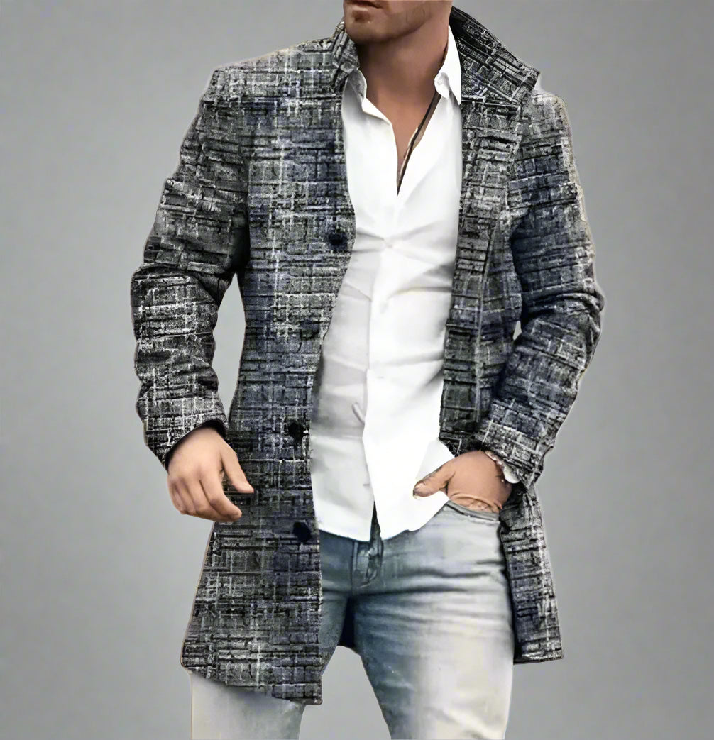 Men's Fashion Casual Tweed Stand-up Collar Coat