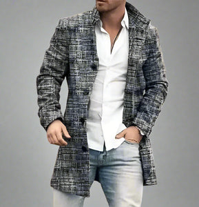 Men's Fashion Casual Tweed Stand-up Collar Coat