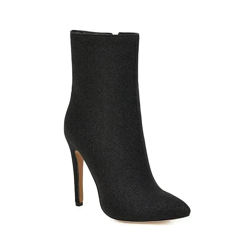 Bottes à talons aiguilles et bout pointu pailletés