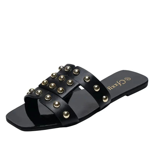 Women's Fashion Flat Sandals – Casual Chic with Stylish Rivet Detailing