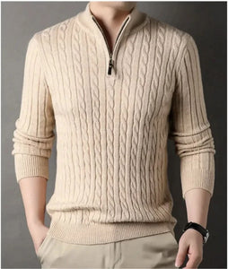 Nouveau pull épais à demi-fermeture éclair de couleur unie pour homme