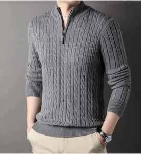 Nouveau pull épais à demi-fermeture éclair de couleur unie pour homme