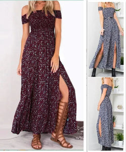 Robe bustier fendue à imprimé floral