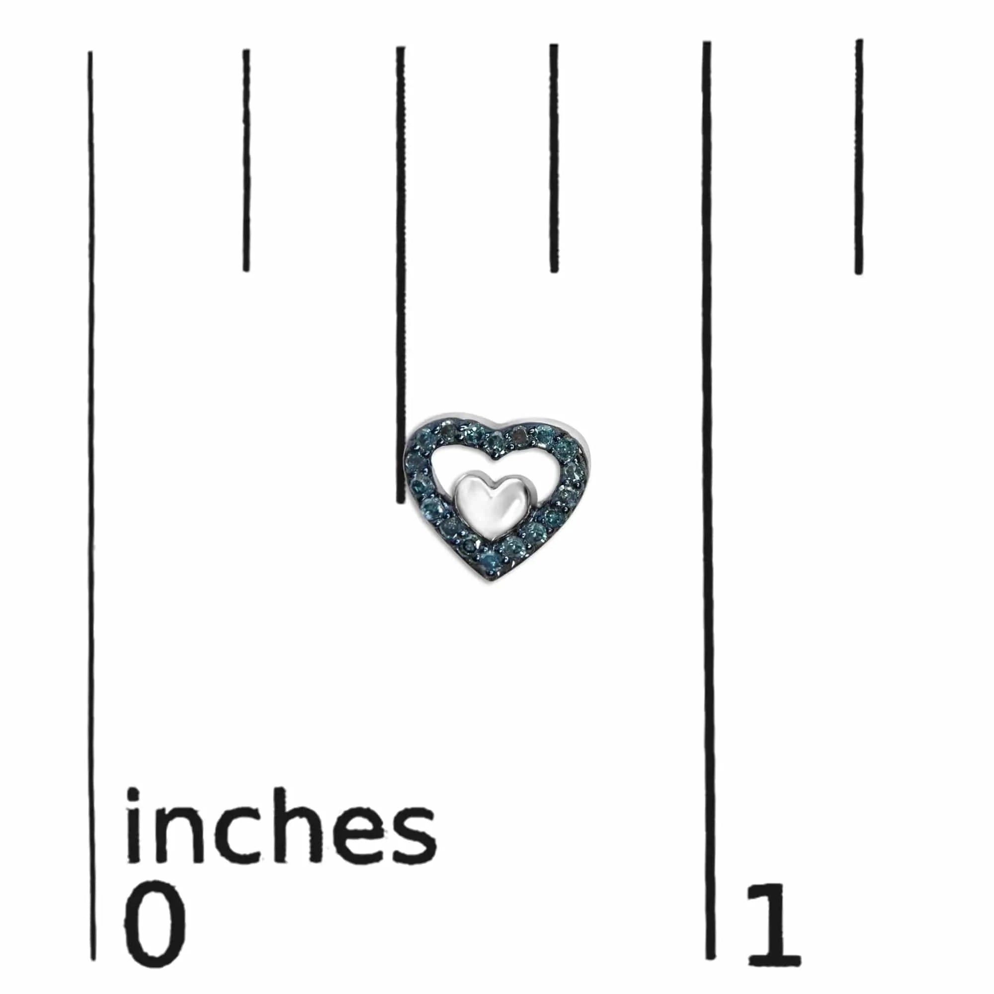 Boucles d'oreilles à tige en argent sterling 925 avec diamants de 1/6 ct et double cœur ouvert - Couleur de diamant au choix