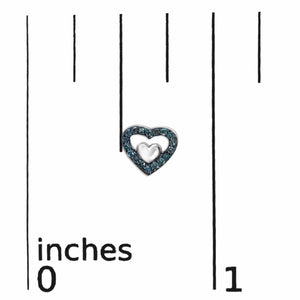 Boucles d'oreilles à tige en argent sterling 925 avec diamants de 1/6 ct et double cœur ouvert - Couleur de diamant au choix