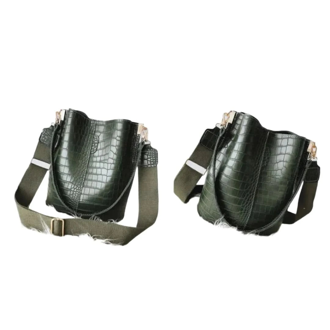 Blake Shoulder Bag -Olive Croc