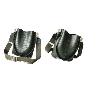Blake Shoulder Bag -Olive Croc