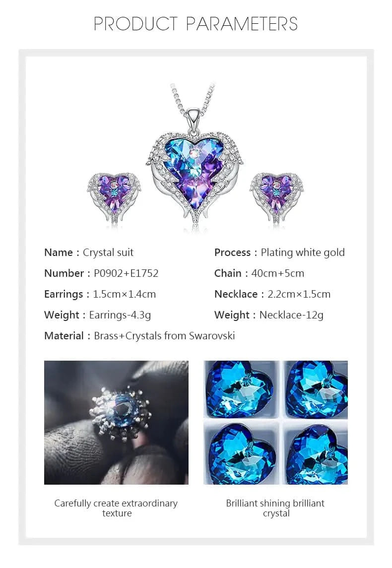 Collier en cristal en forme de cœur