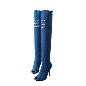 Over The Knee Denim Boots