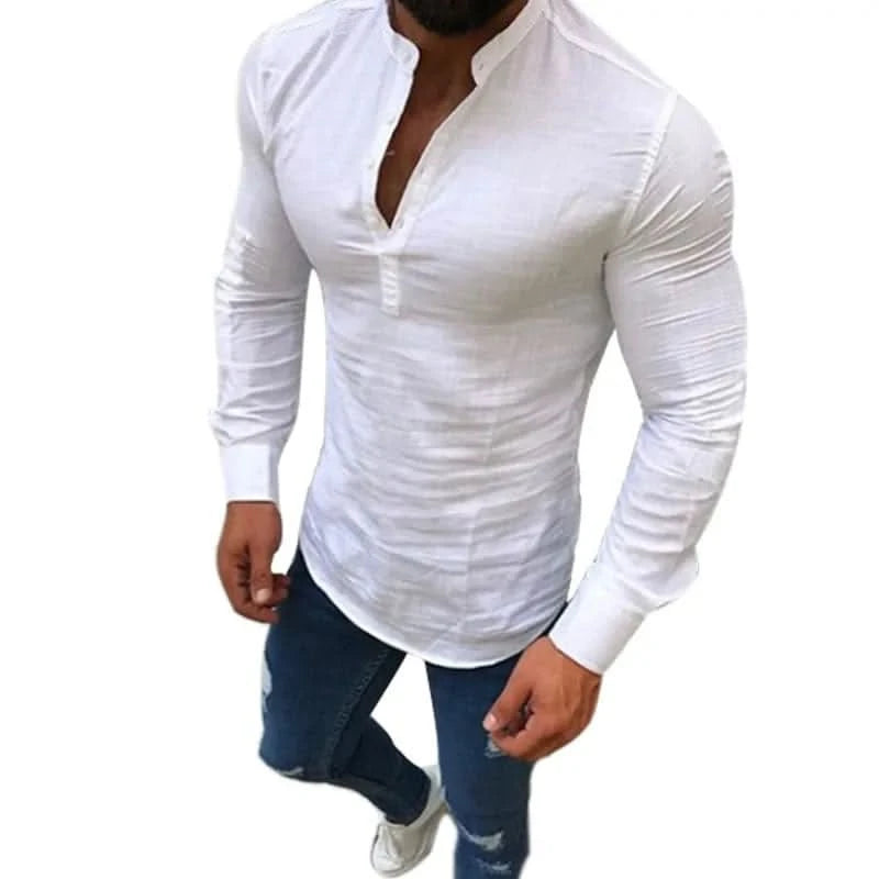Chemises en lin coupe slim pour hommes
