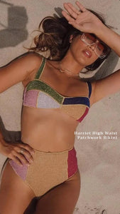 Bikini patchwork taille haute Harriet