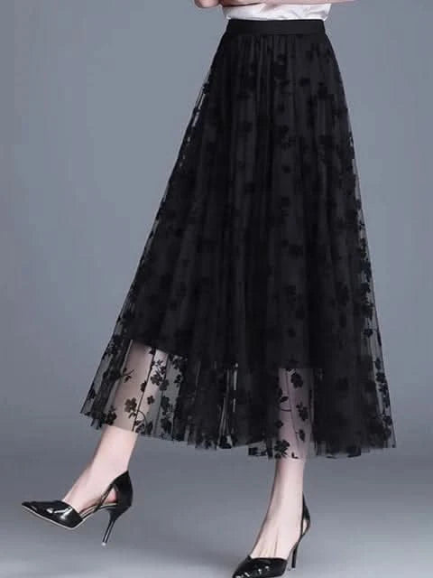 Mesh Floral Skirt for Women – Elegant, Lightweight, Versatile Summer Skirt