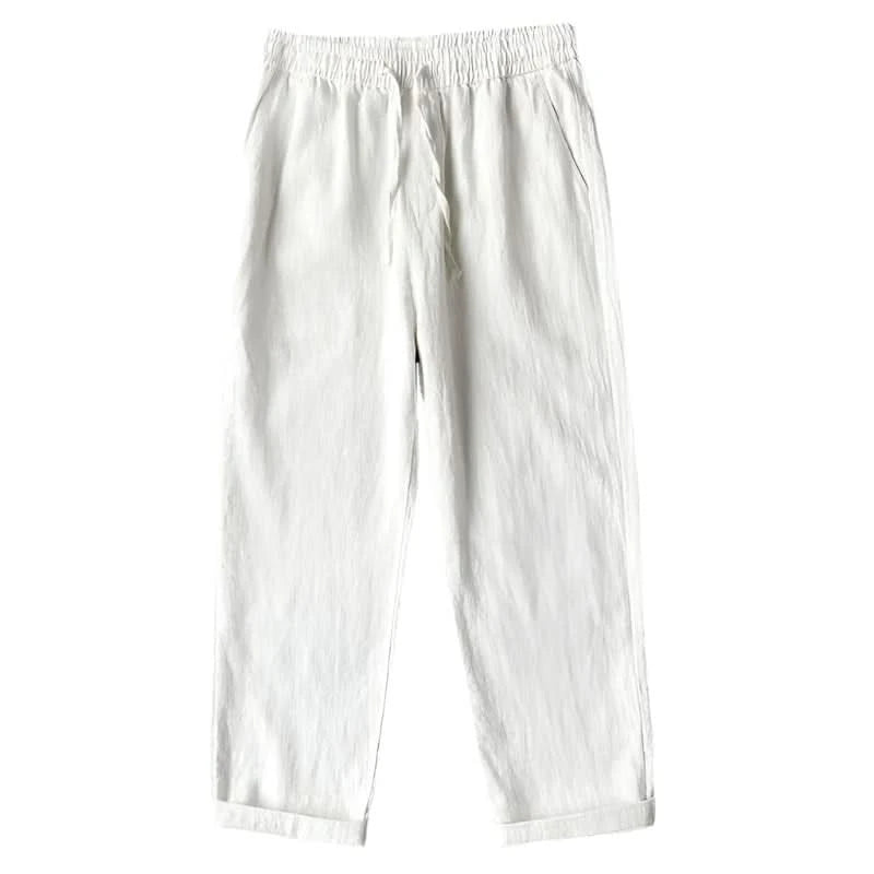 Men's Casual Pants White Baggy Straight Trousers