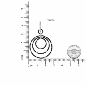 Boucles d'oreilles créoles rondes en or blanc 18 carats, 2 1/3 ct, diamants noirs et blancs gradués (couleurs noir et FG, pureté VS1-VS2)