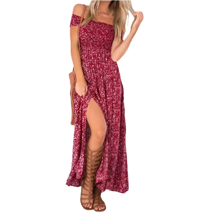Robe bustier fendue à imprimé floral