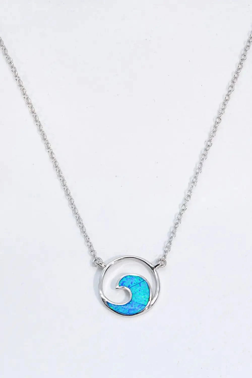 Opal Wave Pendant Necklace