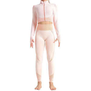 Ensemble de sport patchwork haut de gamme pour femme – Tenue de yoga en nylon respirant (haut et legging)