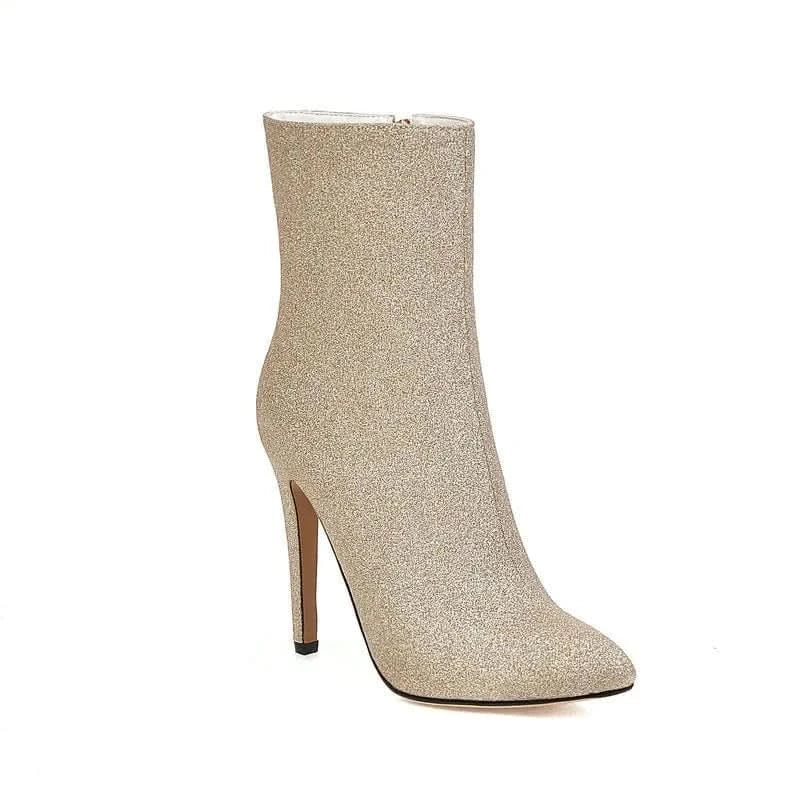 Bottes à talons aiguilles et bout pointu pailletés