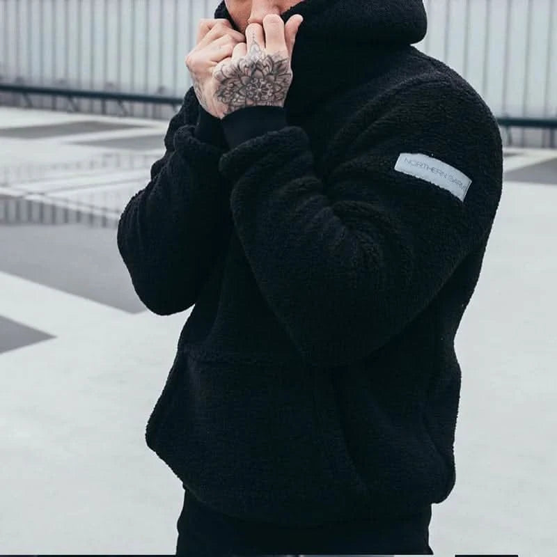 Veste à capuche tendance pour homme, pull en peluche