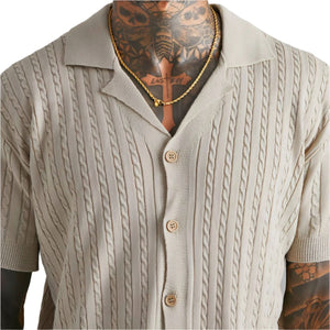 T-shirt à manches courtes en tricot boutonné pour homme