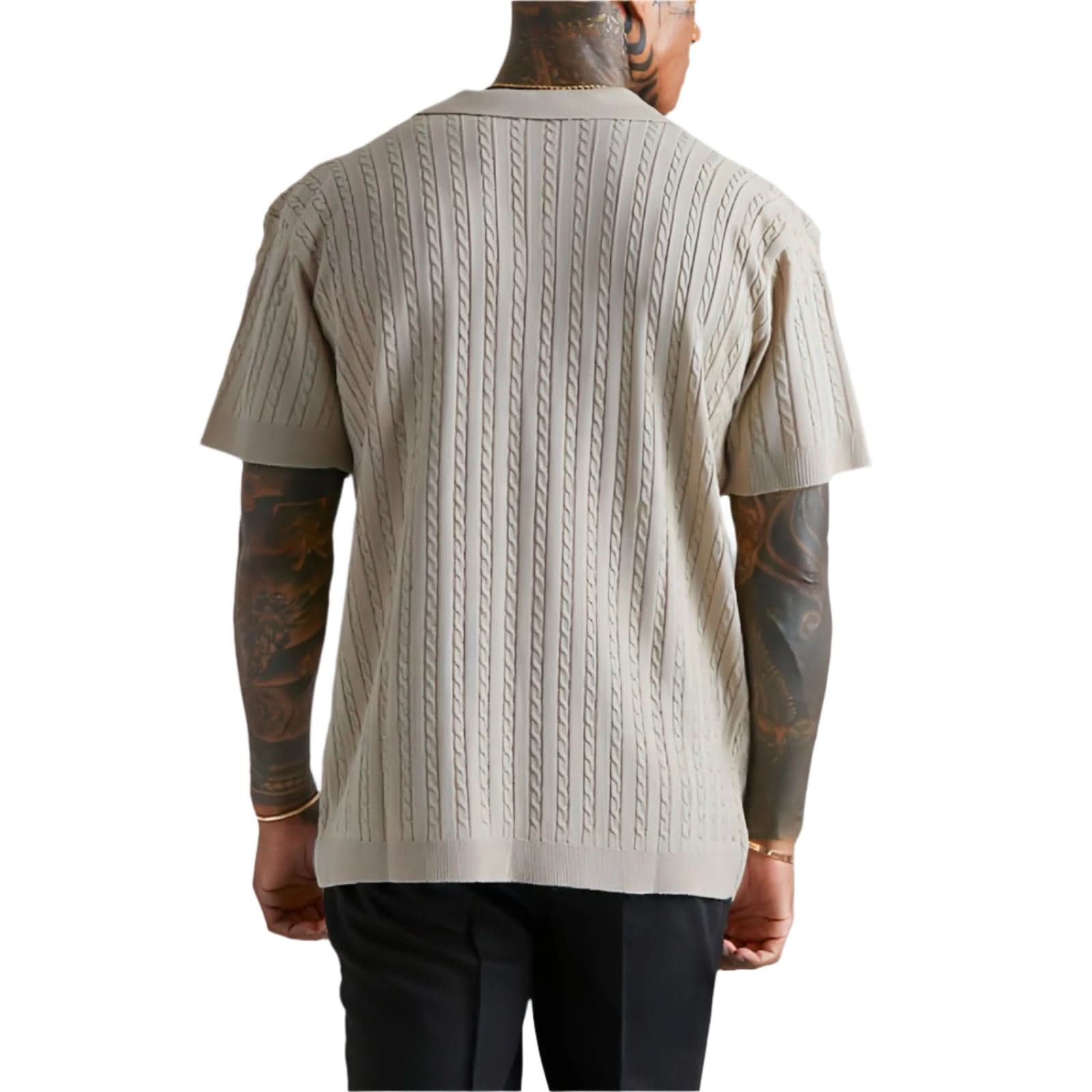 T-shirt à manches courtes en tricot boutonné pour homme