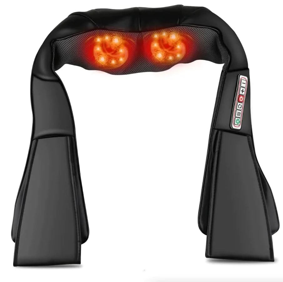 Masseur Shiatsu pour le dos, le cou et les épaules avec coussin chauffant et pétrissage 3D pour tissus profonds