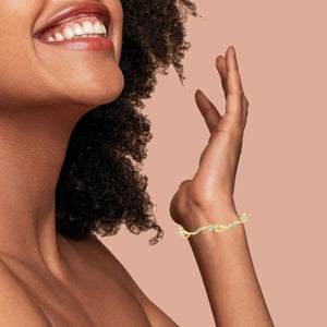 Bracelet bolo ajustable en argent sterling 925 plaqué or jaune 14 carats, 1/10 ct, motif vagues et cœurs en diamants (couleur IJ, pureté I3)