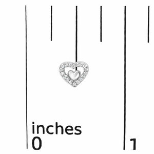 Boucles d'oreilles à tige en argent sterling 925 avec diamants de 1/6 ct et double cœur ouvert - Couleur de diamant au choix