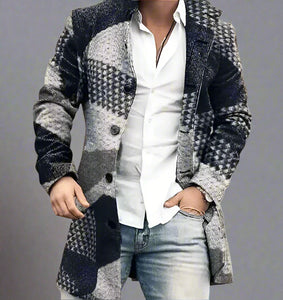 Men's Fashion Casual Tweed Stand-up Collar Coat