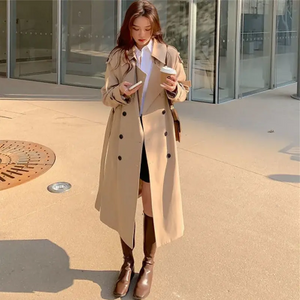 Streetwear Loose Trench Coat – Korean-Inspired Midi Windbreaker for Women