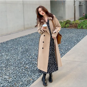 Streetwear Loose Trench Coat – Korean-Inspired Midi Windbreaker for Women