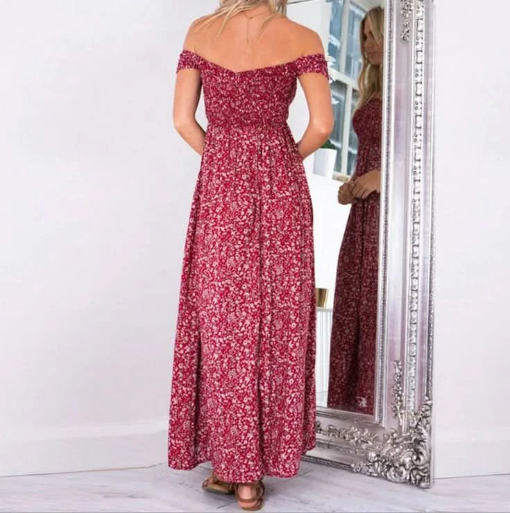 Robe bustier fendue à imprimé floral
