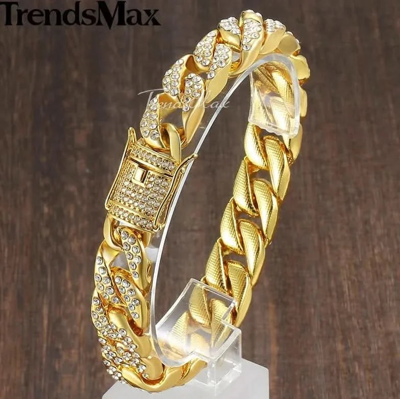 Bracelet gourmette cubain Miami pour homme en or