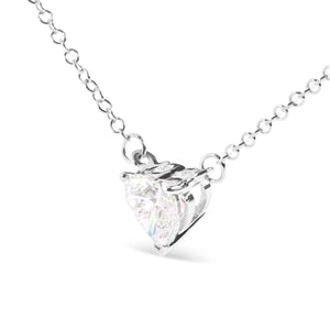 Collier avec pendentif solitaire en forme de cœur en or blanc 14 carats, 1,0 ct, diamant de laboratoire (couleur FG, pureté VS1-VS2)