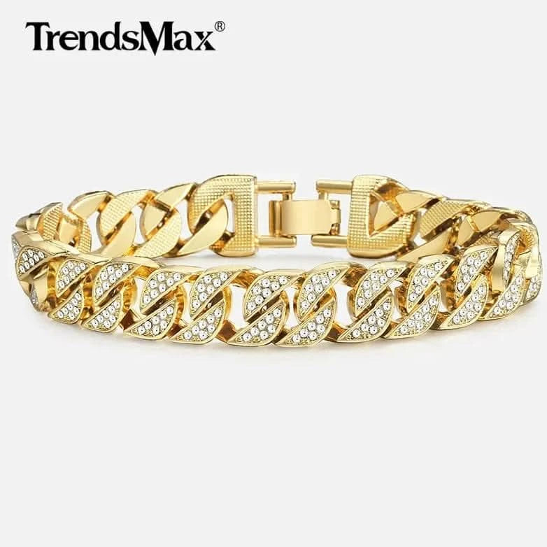 Bracelet gourmette cubain Miami pour homme en or