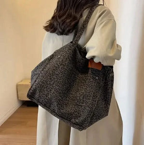 Sac fourre-tout en toile à imprimé léopard