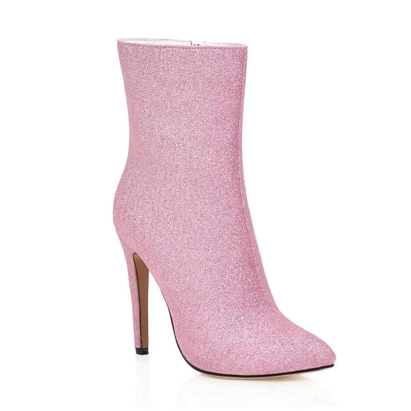 Bottes à talons aiguilles et bout pointu pailletés
