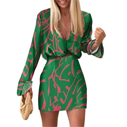 Women Print Shirt Skirt Suit