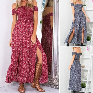 Robe bustier fendue à imprimé floral