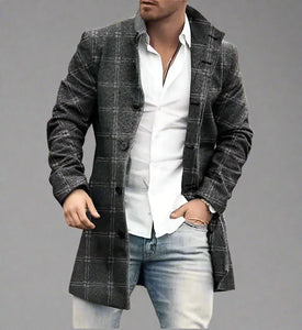 Men's Fashion Casual Tweed Stand-up Collar Coat