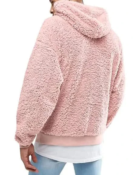 هودي رجالي من الصوف والصوف الأمريكي الأوروبي بغطاء للرأس