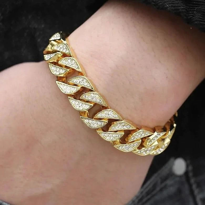 Bracelet gourmette cubain Miami pour homme en or