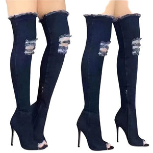 Over The Knee Denim Boots