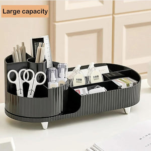 Makeup Organizer, Rotating Makeup Organizer for Vanity with Brush Holder, Cosmetic Organizer, Large Spinning Makeup Skincare Organizer for Perfume Jewellry Lipstick, Black